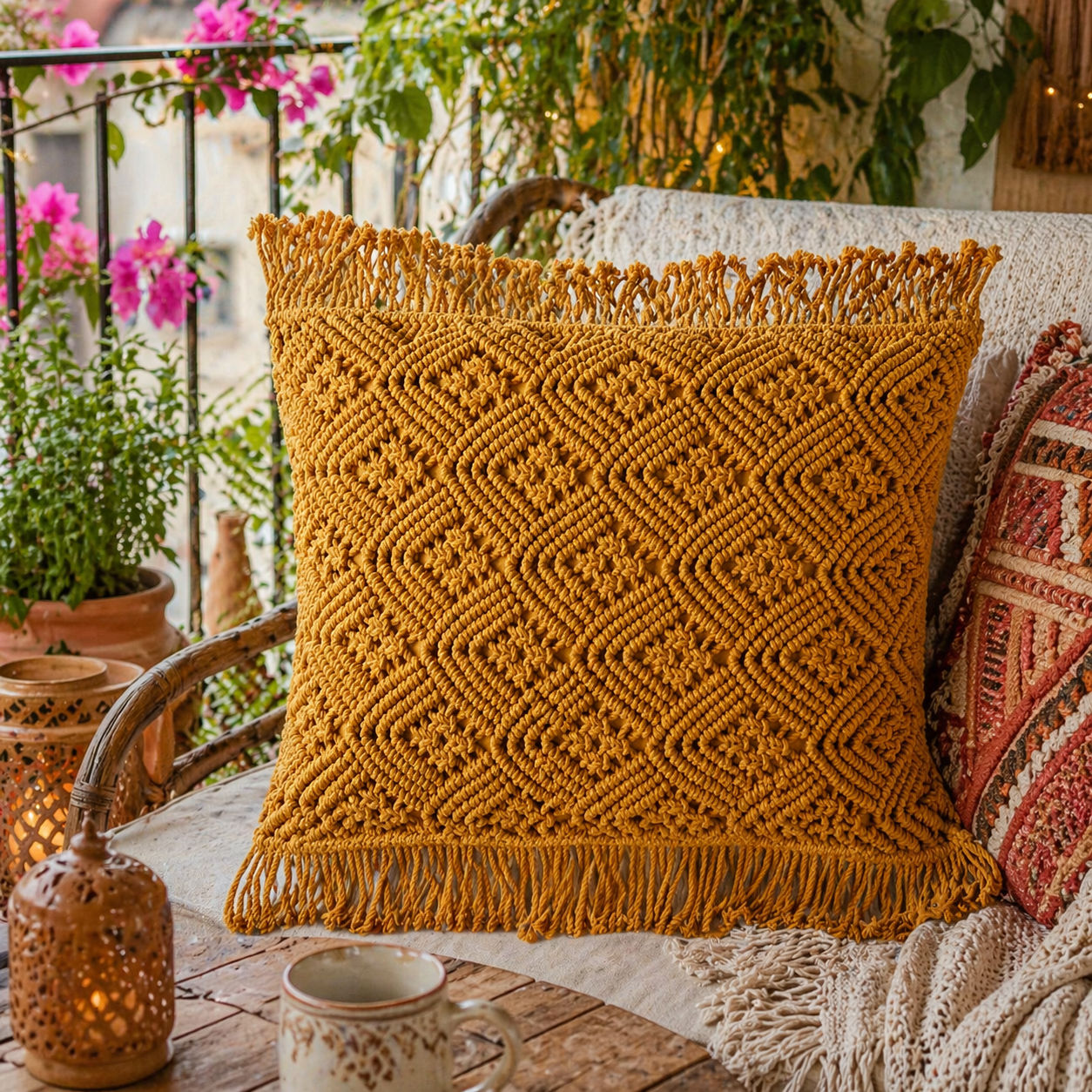 Cozy chic Macrame Sofa Cushion Cover